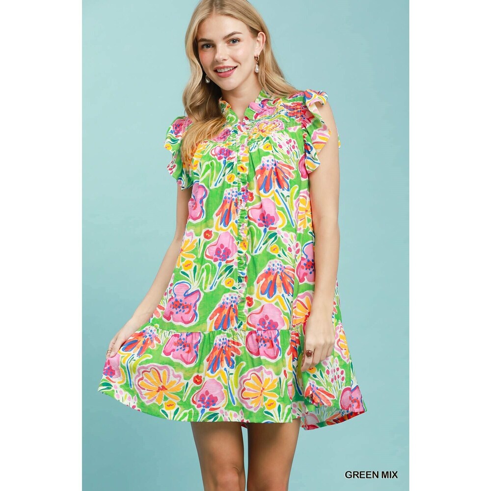 Umgee Floral Ruffle Mini Dress